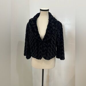 Haani‎  Women’s Faux Fur Cropped Black Jacket Shrug Bolero 2X